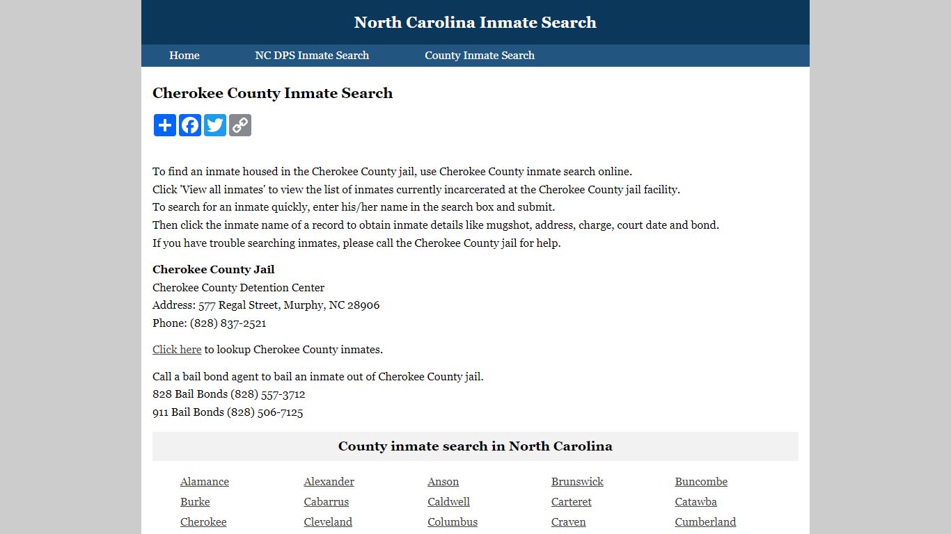 Cherokee County Inmate Search